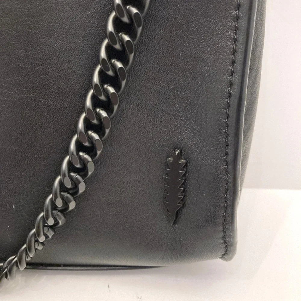Thacker Handbag Black Leather Chain Handle Crossbody Strap Small Convertible